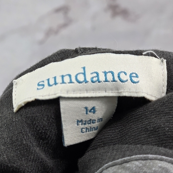 Sundance Pants Women 14 Black Linen High Rise Crop Tapered Trouser Button Fly - Picture 3 of 12